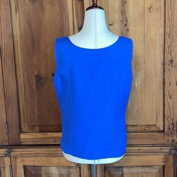 Coldwater Creek Blue Linen Blouse Turquoise Beads Sz. 10 - Picture 7 of 14